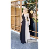 ราคา ชุดเดรส เดรสอิสลาม เดรสยาวใส่ออกงาน ชุดเดรสมุสลิม เดรสทรงเอ รุ่นนาดาทูโทนผ้าเปเป้แต่งกระดุม (29320688037)