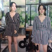 ราคา พร้อมส่ง มือ1 จั้มสูท ขาสั้น ลายทางตรง น่ารักมาก (936408898)