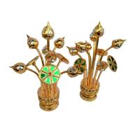 ราคา ดอกบัวคู่ พานดอกบัว ดอกบัวทอง แจกันดอกบัว พานพุ่ม ปิดทอง ไม้แกะสลัก ฐาน3 นิ้ว 1 คู่ สูง 33 ช.ม ใช้ตกแต่งบ้าน สปาร์ รีสอ (10150426156)