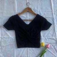 ราคา เสื้อครอปไหมพรมสีดำ มือสอง (18357156834)