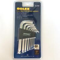 ราคา ประแจหกเหลี่ยม ชุดประแจหกเหลี่ยมตัวสั้น SOLEX CRV หัวบอล 8 ชิ้น รุ่นBS8 (6437363311)