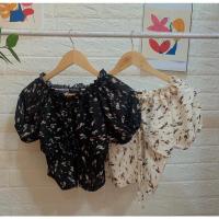 ราคา เสื้อครอป เสื้อแฟชั่น แขนตุ๊กตา หรือเปิดไหล่ ผ้าไหมอิตาลี ด้านหลังสม็อก ลายดอก (2976134802)