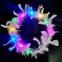 ราคา มงกุฎดอกไม้ Led มงกุฎขนนก ที่คาดผมเรืองแสงขึ้นขนนางฟ้าพวงหรีดที่คาดผมงานแต่งงานเทศกาลปาร์ตี้ 1 ชิ้น (19853549809)