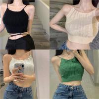 ราคา ครอปไหมพรม ครอปสายเดี่ยวคล้องคอ เชือกผูกเอว เสื้อสายฝอ (20854304228)