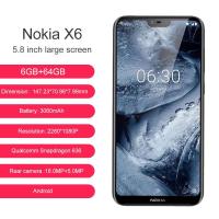 ราคา ปลดล็อคโทรศัพท์มือถือ Nokia 6.1 Plus X6 Dual SIM 5.8" 4gb RAM 64GB ROM Snapdragon 636 สมาร์ทโฟน Android ลายนิ้วมือ Octa Core (28654510946)