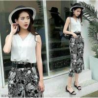 ราคา เซต2ชิ้นเสื้อแขนกุดพร้อมกางเกงพิมพ์ลายขาบาน6ส่วน (744987555)
