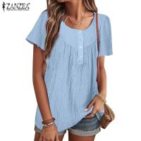 ราคา Zanzea เสื้อเบลาส์ ทรงเอ คอกลม แขนสั้น สไตล์วินเทจ สําหรับผู้หญิง (23052838577)