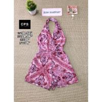 ราคา CPS(CHAPSแท้)จั้มสูทขาสั้นคล้องคอสีชมพูมีลวดลายไซส์XS (28778084443)