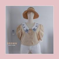 ราคา เสื้อผ้าคนอ้วน เสื้อเชิ้ตคนอ้วน แต่งปกปักลายดอกไม้ (3249668082)