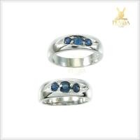 ราคา แหวนพลอยคู่รัก Ring of Love ฝังพลอยไพลิน เงินแท้ ชุบทองคำขาว (8011300957)