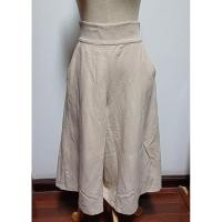 ราคา กางเกงขาบานสีครีมเอวจั๊มหลังซิปข้างเอวสูงเอว25-28สะโพก42ยาว31(บ022) (28373941477)