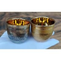 ราคา ถ้วยสาเกญี่ปุ่น (ぐい呑み - Guinomi) โลหะชุบเงิน ชุบทอง ตอกลาย มีเสียงกระดิ่ง งานเก่าญี่ปุ่นแท้ (44503811870)