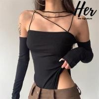 ราคา พร้อมส่ง บอดี้สูทแขนยาว ครอปแขนยาว บอดี้สูทสาวอวบ ปาดไหล่ไหมพรม ครอปรัดรูป เสื้อไปร้านเหล้า ปาดไหล่สาวอวบ 3846 (18919872409)