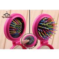 ราคา [พร้อมส่ง] หวีพร้อมกระจกพับได้พกพาสะดวก หวีพับได้ สีชมพู (7016284673)