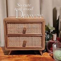 ราคา ตู้ไม้สักมินิมอล แบบหวายสานสองลิ้นชัก ประดับตกแต่งบ้าน (Thai Cabinet old teakwood) (28080038433)