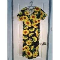 ราคา เดรสก้านแก้ว สาวอวบ อก36-44" อกไขว้ ลายดอกทานตะวัน (23267612990)