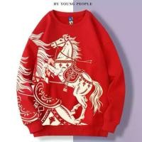 ราคา ต้องมีปีใหม่ม้าไต้หวันจํากัดขนแกะ-ขนแกะคอกลมเสื้อกันหนาวสไตล์เดียวกันสําหรับผู้ชายผู้หญิงหลวมขนาดใหญ่เครื่องแบบชั้นสีแดงสวมใส่กลางแจ้งให้อบอุ่นแฟชั่นตัวเลือกแรกส ใส่ปีใหม่ (57352327291)