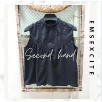 ราคา เสื้อสีดำแขนกุดมือสองป้ายญี่ปุ่นน่ารักลายลูกไม้สภาพดีไม่มีตำหนิ (4391040730)