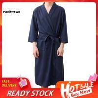 ราคา <rainbrown>ผู้ชายเสื้อคลุมอาบน้ําสีทึบVคอคาร์ดิแกนการดูดซึมน้ําOversizeชายชุดนอนสําหรับบ้าน (47705577844)