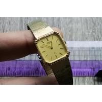 ราคา นาฬิกา Vintage มือสองญี่ปุ่น Seiko Gold Plated 1400 5480 Integrated Bracelet ผู้หญิง ระบบ Quartz สี่เหลี่ยม Tank 20mm (29968161363)