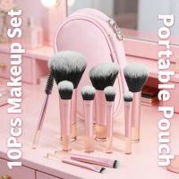 ราคา 10 ชิ้นชุดแปรงแต่งหน้า Soft Eye Shadow Blusher Powder เครื่องสําอางพร้อมกระเป๋า (41728780962)