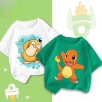 ราคา เสื้อยืดเด็กผู้ชายเสื้อเชิ้ตแขนสั้นผ้าฝ้ายเนื้อนุ่มพิมพ์ลาย โปเกมอน น่ารักสําหรับเด็กทารก (50456516280)