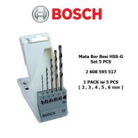 ราคา ชุดดอกเจาะเหล็ก ก้าน Hex 5 ชิ้น ขนาด 2 /3 /4 /5 /6 mm. BOSCH HSS-G/ก้านHEX 1/4" (2608595517) รุ่นใหม่ (ของแท้) (20429081392)