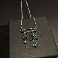 ราคา Gift Chrome Hearts s925 Sterling Silver Seiko Diamond Set Chain Pin Cross Necklace Pendant (45403310115)