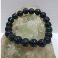 ราคา หยก หยกพม่า สร้อยข้อมือแกะสลักสีเขียวเข้ม (Deep Green) 10 mm (22343821739)