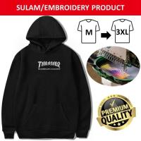 ราคา EMBROIDERY SULAM THRASHER สเก็ตบอร์ด MAGAZINE โลโก้ HOODIE เสื้อกันหนาว PULLOVER สีดํา (26190663901)
