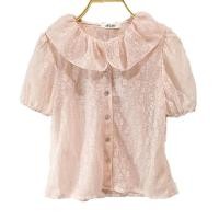 ราคา เสื้อลูกไม้คอบัว ลายดอก แขนสั้น (26405263301)