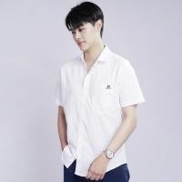ราคา haas เสื้อเชิ้ตแขนสั้น unisex ผู้ชาย ผู้หญิง สีพื้น ลายปัก haas SHSH2043 (24117484428)