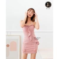 ราคา Blt brand เดรสสั้น สายเดี่ยว สีชมพู แต่งดอก3d sz.s มือ2 (14997036665)