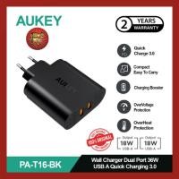 ราคา Aukey Charger PA-T16 2 พอร์ต 36W QC 3.0 Original Official Aukey Warranty (9833178155)