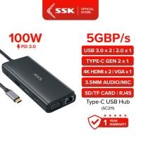 ราคา SSK 11-in-1 สถานีต่อพ่วง USB C - HDMI 4K, ชาร์จ PD 100W, Ethernet, ฮับหลายพอร์ต (SSK 11-in-1 Docking Station) SC211 (27758798340)