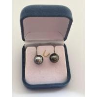 ราคา ต่างหูไข่มุก South Sea Pearl Tahiti ตาฮิติ ทรงบาร็อคหน้ากลม สีดำเขียว-เทาเงิน (42614808843)