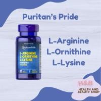 ราคา Puritan’s Pride L-Arginine, L-Ornithine, L-Lysine, 60 เม็ด Coated Caplets กรดอะมิโน (55555719665)