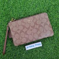 ราคา เหมือนใหม่ ลายซี คล้องมือ L 2 ซิป Coach มือสองของแท้Coach F16109 Signature Large Double Corners Zipสีน้ำตาลลายซี (21514864471)