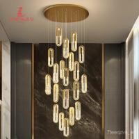 ราคา Duplex Large Chandelier Villa Living Room Chandelier Mezzanine Open Crystal Chandelier Light Luxury Stairwell Chandelier (24347193361)