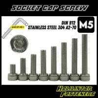 ราคา M5 ซ็อกเก็ตสกรู Allen Bolt DIN912 สแตนเลส 304 A2-70 Halilintar Fasteners (43502537585)