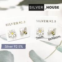 ราคา ต่างหูเงินแท้​ 92.5​% ต่างหูรูปผึ้ง​และดอกเดซี่​ ลงยาประดับcz สวยมากๆ (22036340296)