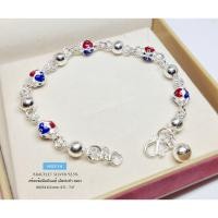 ราคา สร้อยข้อมือเงินแท้ 92.5% สร้อยเม็ดปะคำ ลงยา สลับ เม็ดเงิน ห้อยกระดิ่ง 1 ลูก หนัก 2 สลึง H0314 (764998471)