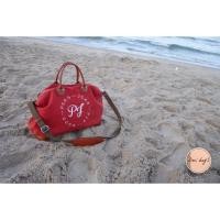 ราคา กระเป๋าปักชื่อ ผ้าแคนวาส หนังแท้100% (223640451)