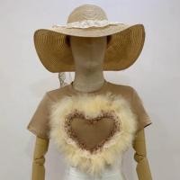 ราคา มือ1✅ชุดเซท ไซด์ S เสื้อยืเสีครีมแต่งหัวใจขนนก+กางเกงยีนส์ขายาวสีครีม รหัส อบ-8 (26313639433)