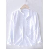 ราคา เสื้อผ้าผ้าลินิน เสื้อเชิ้ตพื้นฐาน แขนยาว คอกลม ลําลอง ระบายอากาศ เสื้อเชิ้ตสีขาวนุ่ม ผ้าลินิน (50356875510)