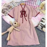 ราคา เดรสคอจีนคอผูกโบว์หน้าสีแดง แขนสั้น มีเชือกผูกโบว์เอวสีแดง สวยๆ ผ้าฝ้ายลินิน (18129535606)