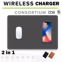ราคา 2 in1 แผ่นรองเม้าส์พร้อมที่ชาร์จไร้สาย - Wireless Charging Mouse Pad 5W/15W (3769040928)