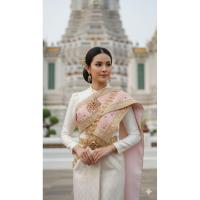 ราคา สไบโบราณ สไบเจ้าสาว สีชมพูปักดิ้น (24897318050)