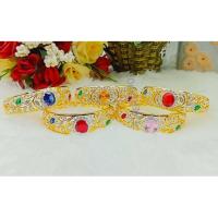 ราคา CW93 กำไลข้อมือนพเก้าพลอยเรียงสามแถวฝังเพชร งานละเอียดทุกจุด เหมือนแท้ (19777780864)