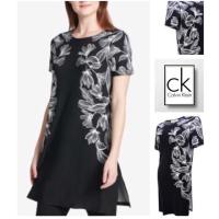ราคา (J767) ชุดเดรสทูนิค calvin klein พิมพ์ลายดอกไม้ (43755808370)